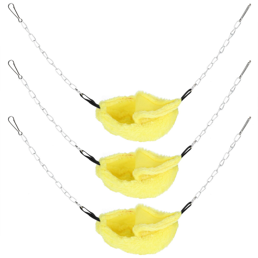3 Sets Pet Cage Winter Warm Banana Shape Hamster Hammock Bed Hanging House Sleeping NestsYellow