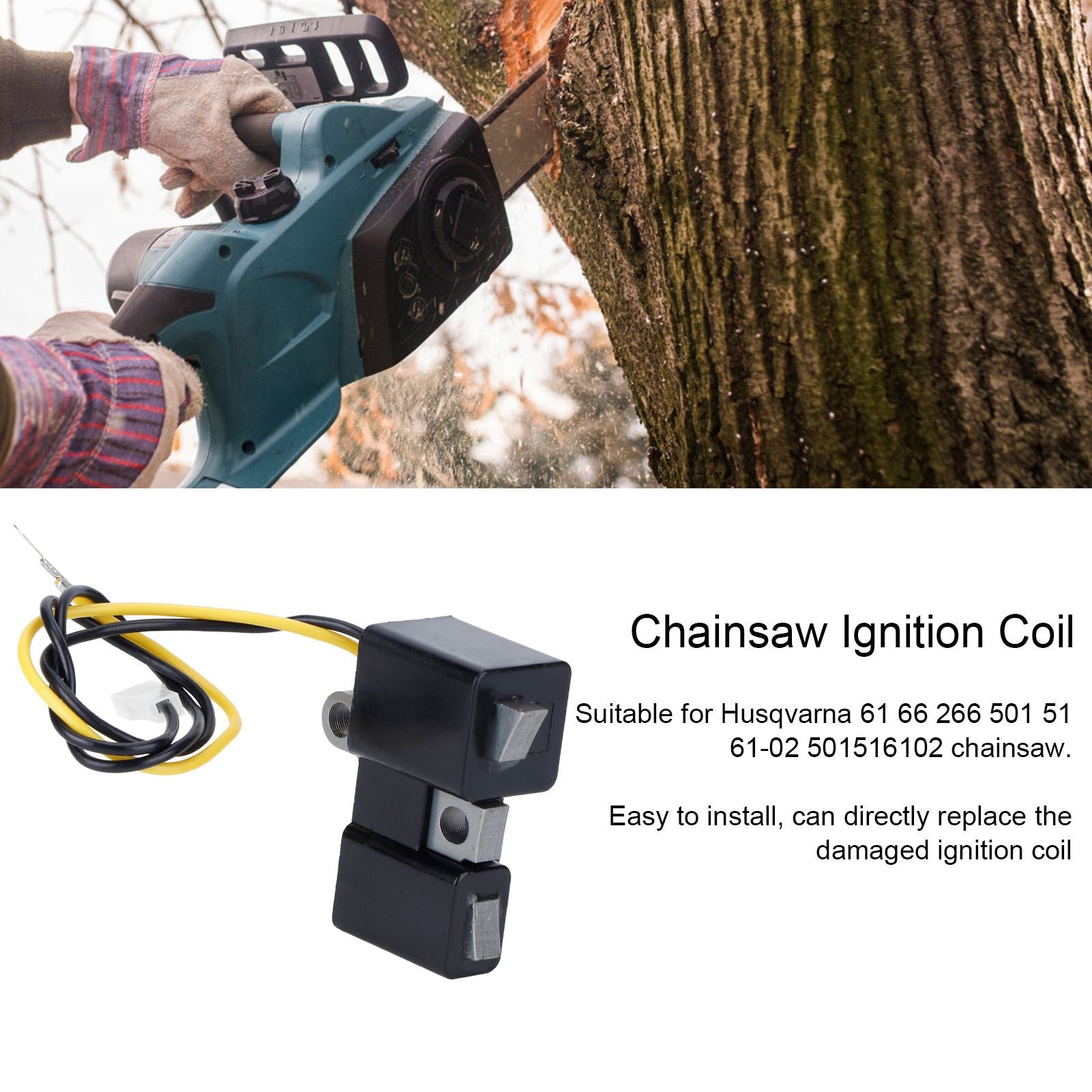 Ignition Coil Module Kit for Husqvarna 61 66 266 501 51 61-02 501516102 Chainsaw