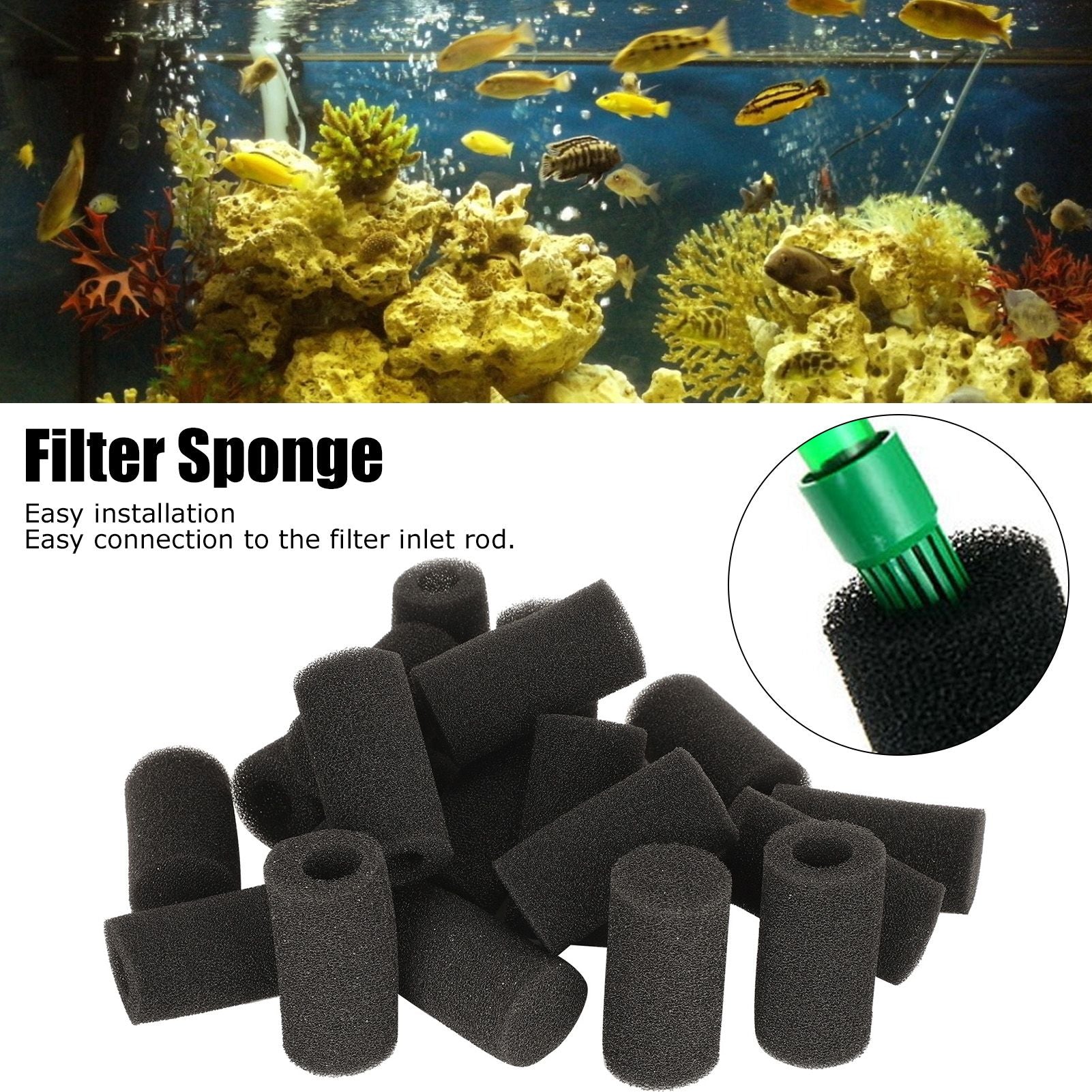 20Pcs Aquarium Fish Tank Water Inlet Sponge Filter Protector Cover Replacement AccessoriesLarge Hole