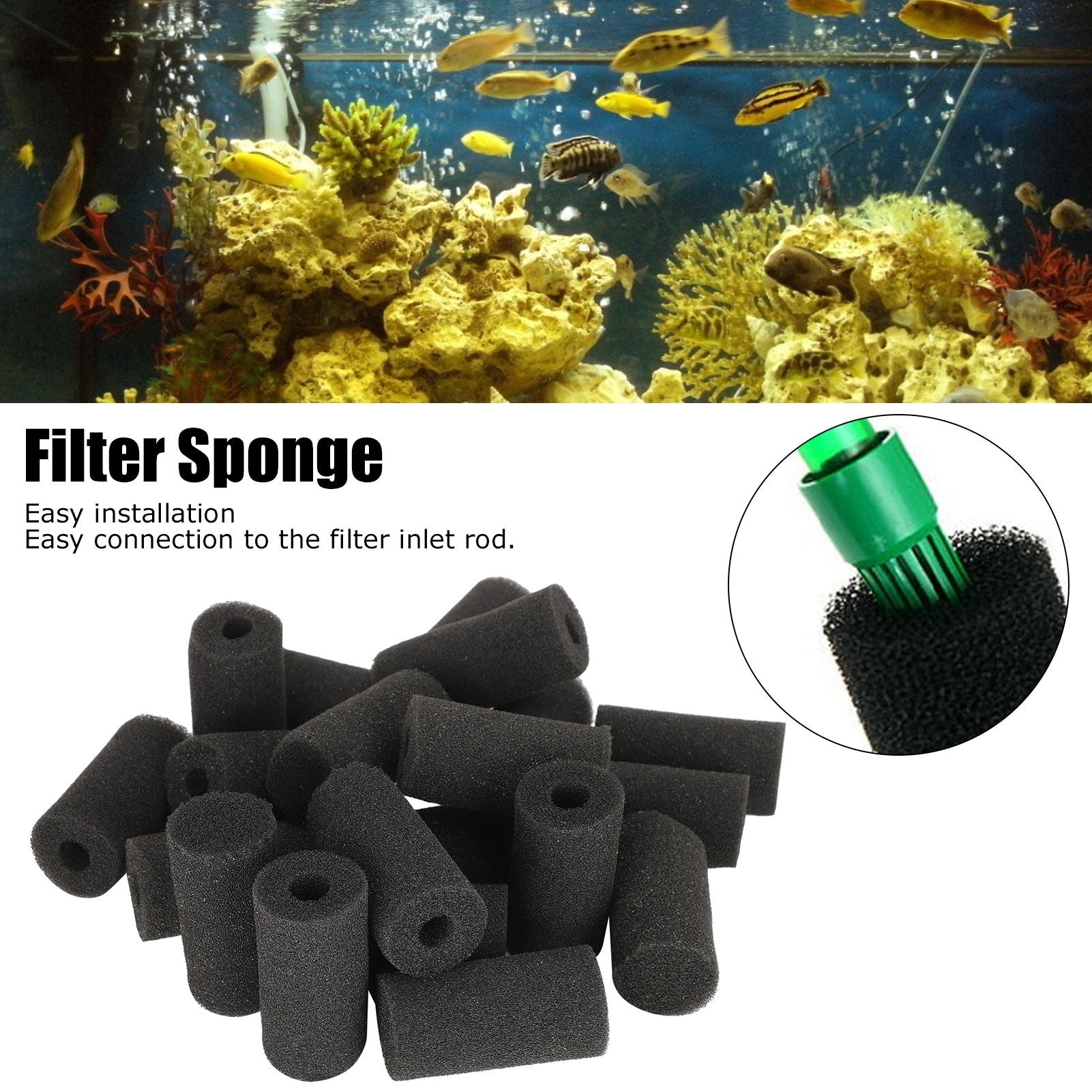 20Pcs Aquarium Fish Tank Water Inlet Sponge Filter Protector Cover Replacement AccessoriesSmall Hole