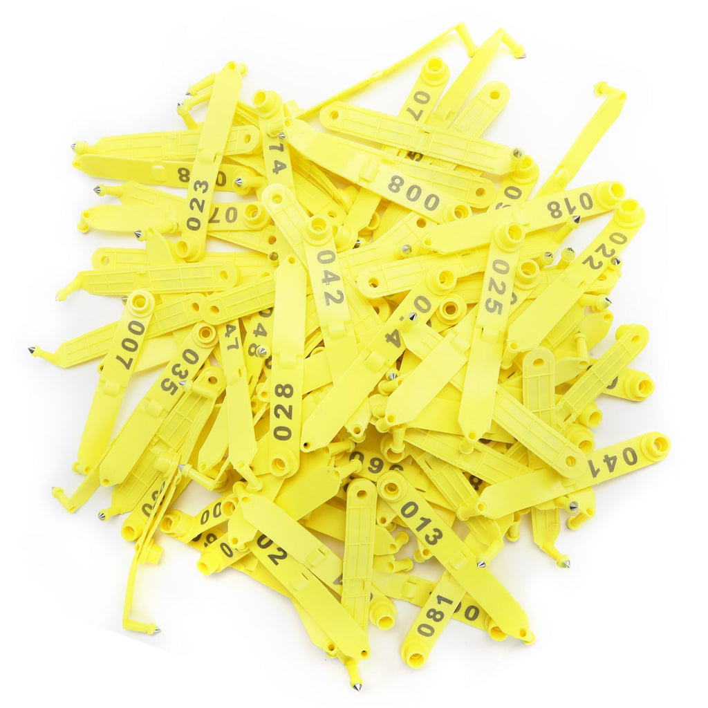 100Pcs Sheep Ear Tag Double Folded Yellow Integrated Number Animal Identification Card