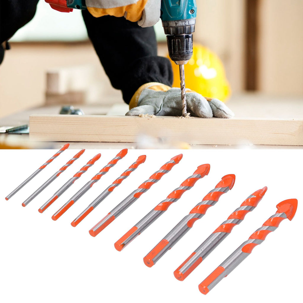 10PCS Multifunctional Drill Bits Set 3/4/5/6/6/8/10/12/14/16mm Triangular Drilling Bit for Wood
