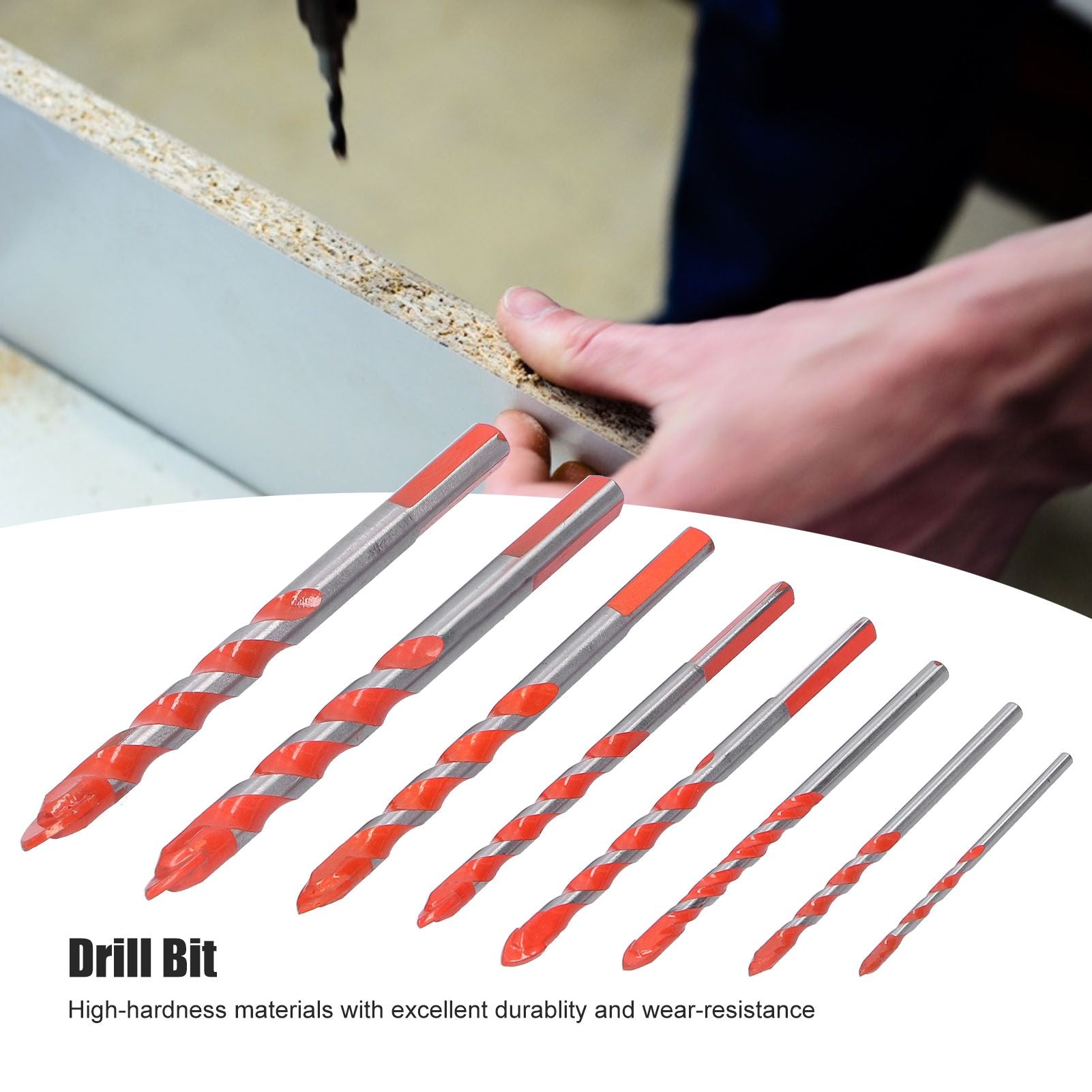 Drill Bit Set Multi Purpose Bits Accessory for Ceramic Tile Concrete Glass Drilling(8Pcs )