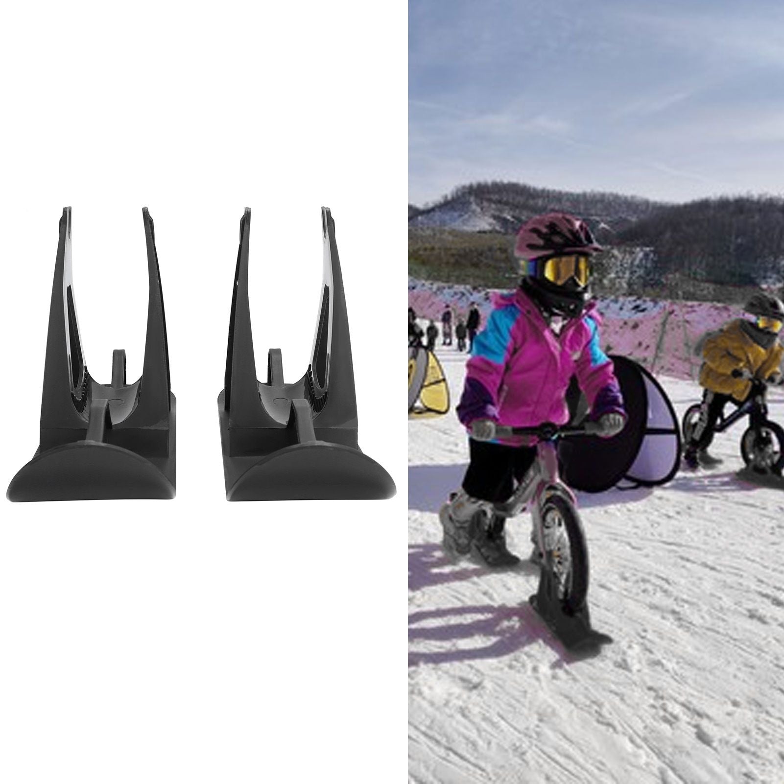 Kids Balanced Scooter Skis Stand Parking Rack Snowboard Equipment for Winter Skiing Black