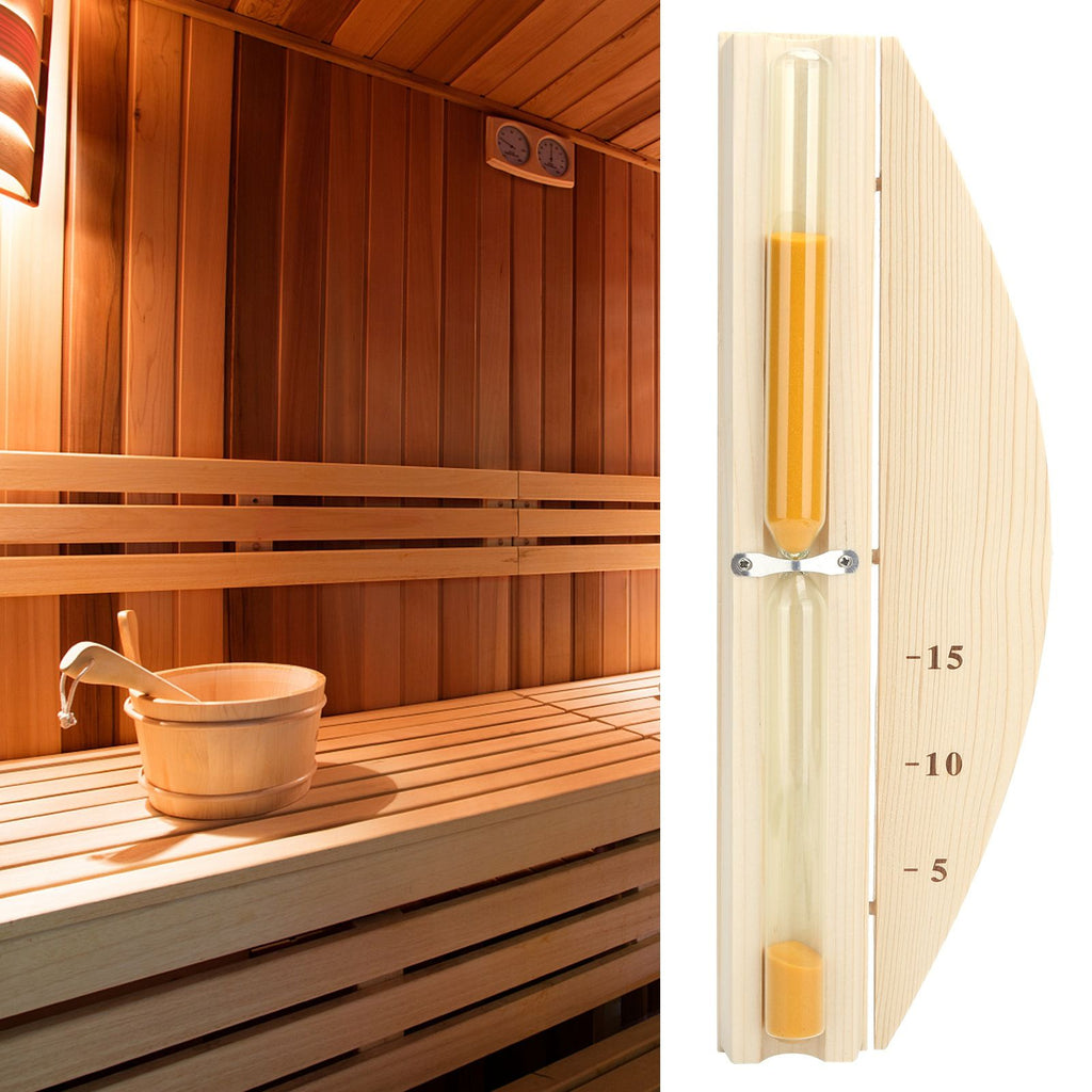 Sauna Hourglass 15Minutes Sauna Room Sand Clock Glass Timer WallMounted Wooden Hourglass