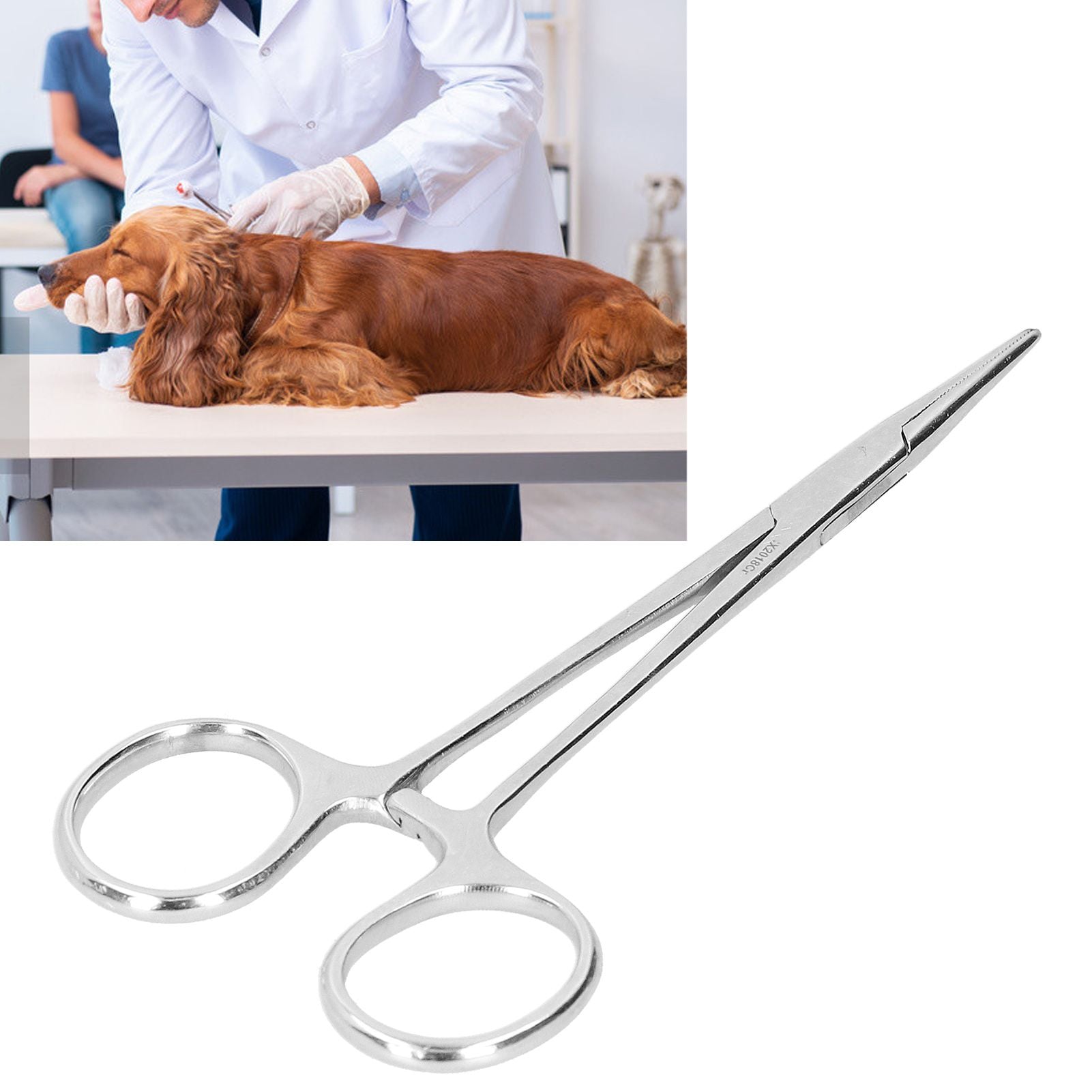 12.5cm Hemostatic Forceps Stainless Steel Pet Hair Puller Fishing Lock Plier for Livestock
