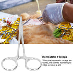 12.5cm Hemostatic Forceps Stainless Steel Pet Hair Puller Fishing Lock Plier for Livestock