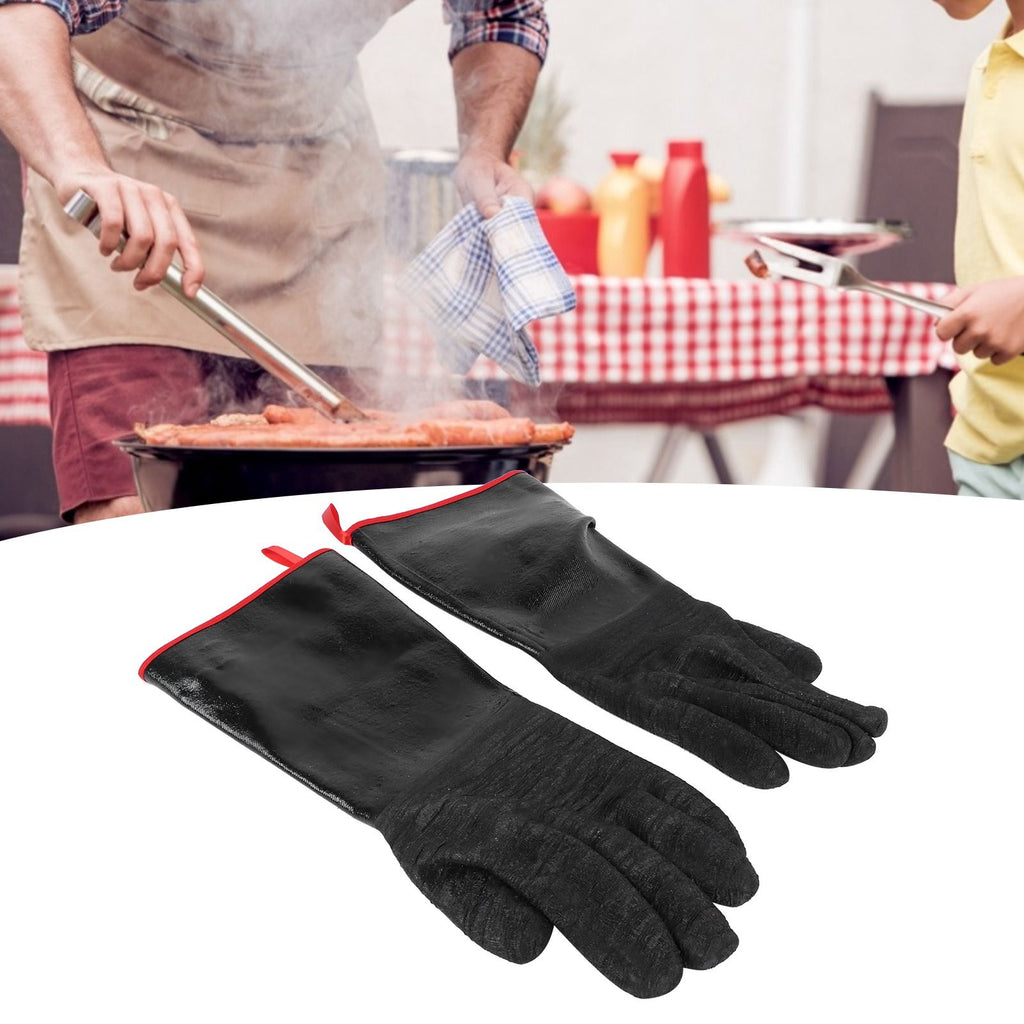 BBQ Gloves High Temperature Resistance 500℃ Waterproof Acid and Alkali Resistant Garden GlovesBlack 14in
