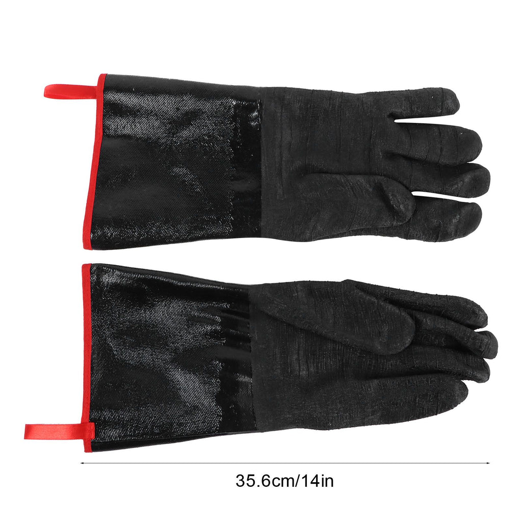 BBQ Gloves High Temperature Resistance 500℃ Waterproof Acid and Alkali Resistant Garden GlovesBlack 14in