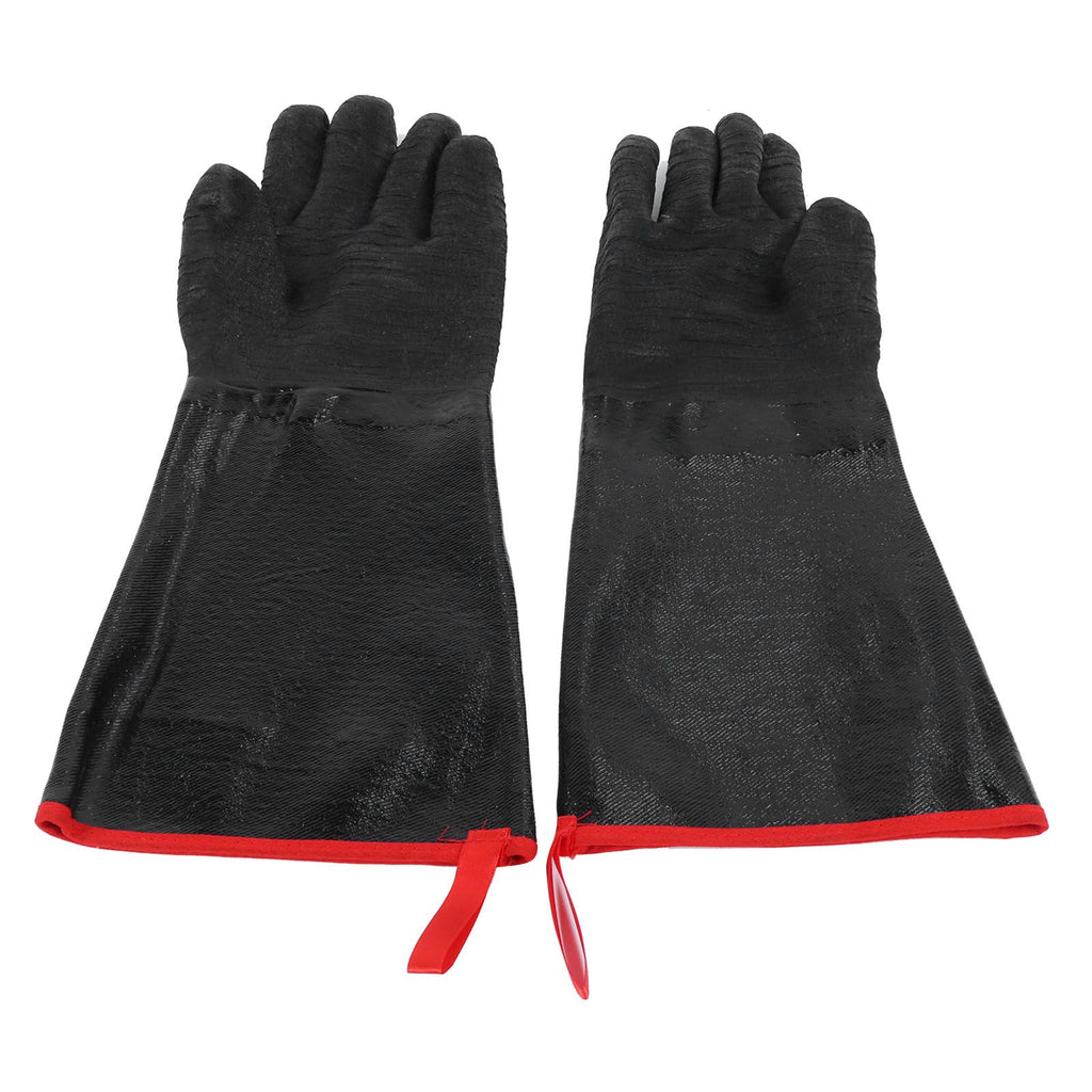 BBQ Gloves High Temperature Resistance 500℃ Waterproof Acid and Alkali Resistant Garden GlovesBlack 17in