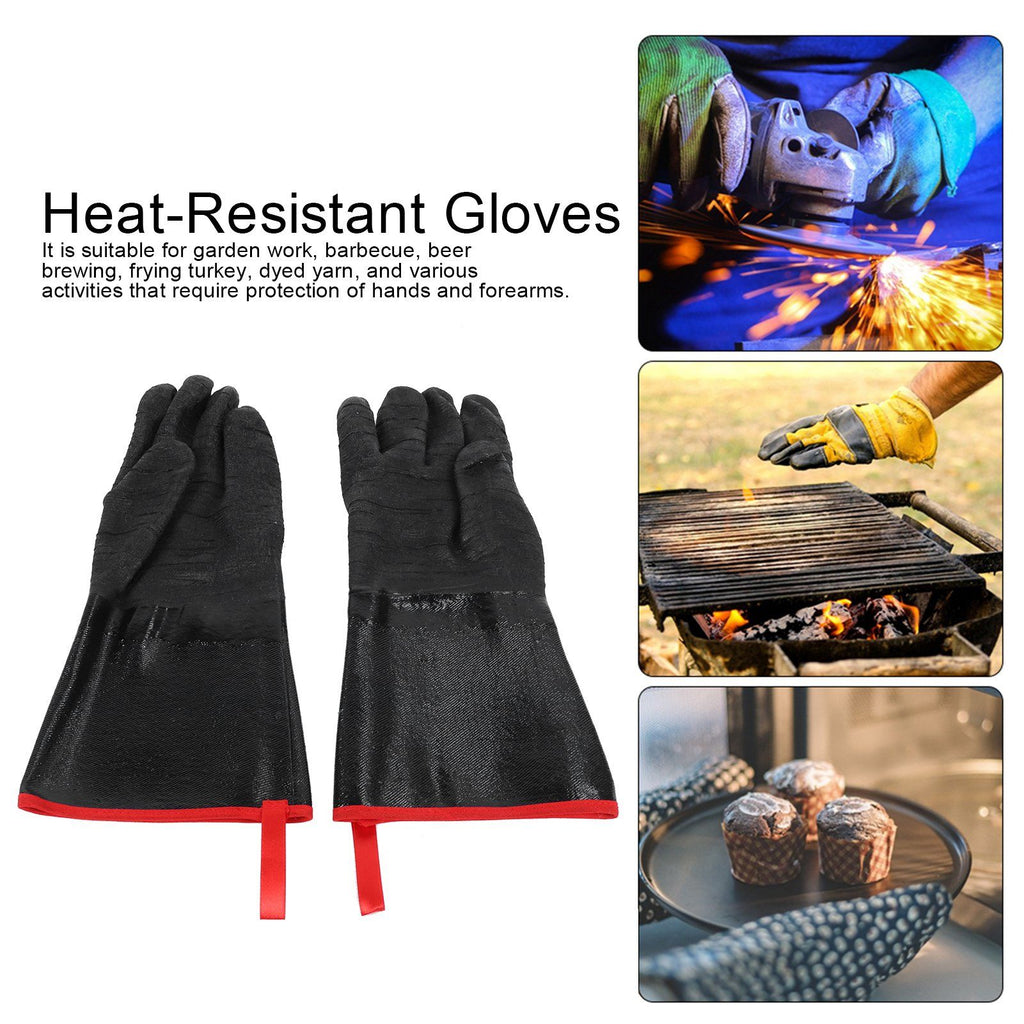 BBQ Gloves High Temperature Resistance 500℃ Waterproof Acid and Alkali Resistant Garden GlovesBlack 17in
