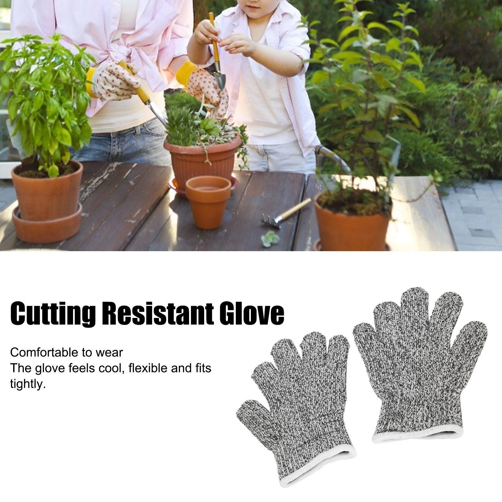 3 Pairs Kids Cutting Resistant Gloves Children Work Safety Protection Gloves for Gardening