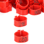 100Pcs Pigeons Identify Ring 001‑100 Numbered Poultry Leg Ring Bird Leg Bands Foot Ring10mm Red Ring with Number