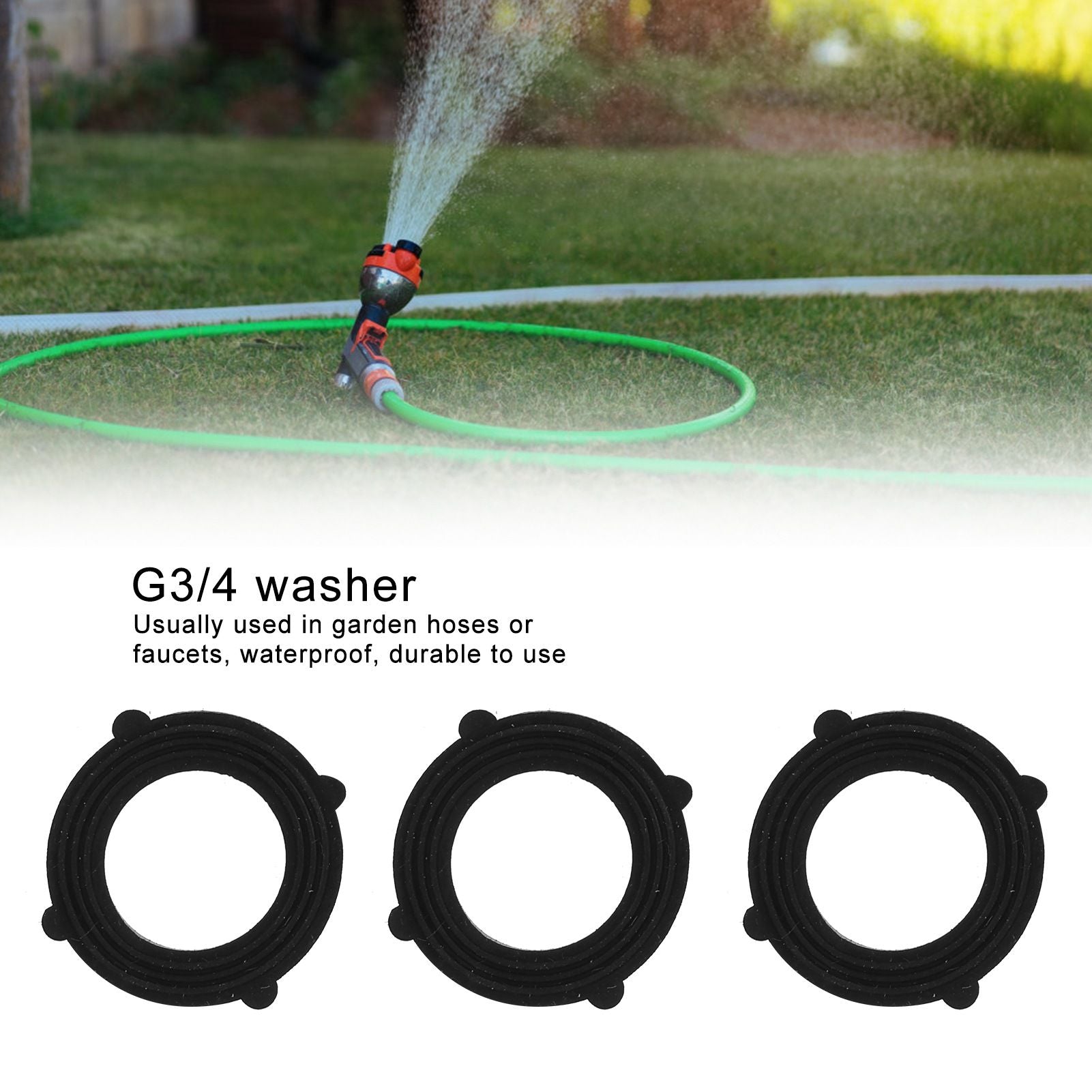 100Pcs G3/4 Rubber Washer Waterproof Garden Hose Faucet Sealing Gasket Accessories