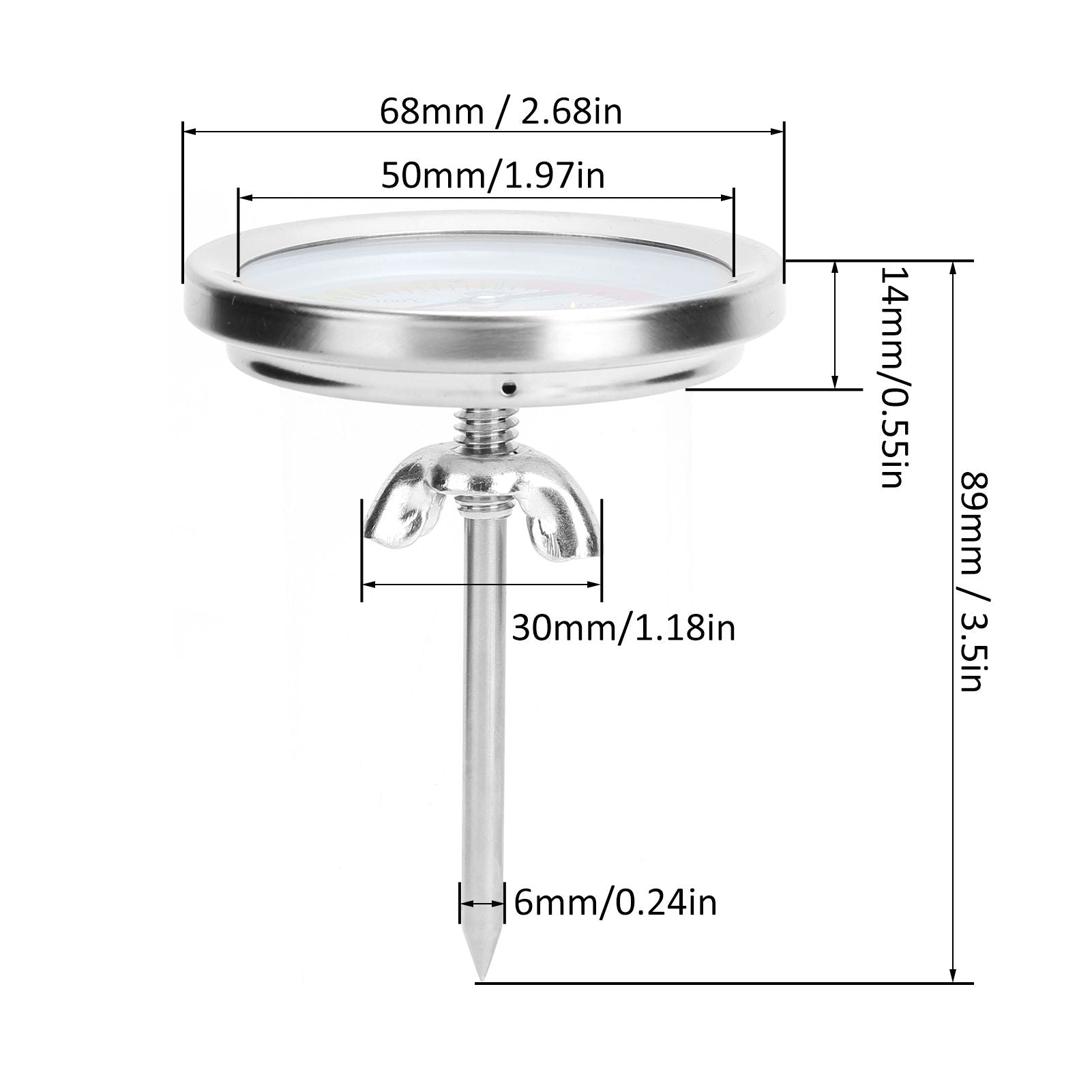 0-280℃ Stainless Steel Grill Thermometer Oven Pointer Temperature Meter Kitchen Supplies