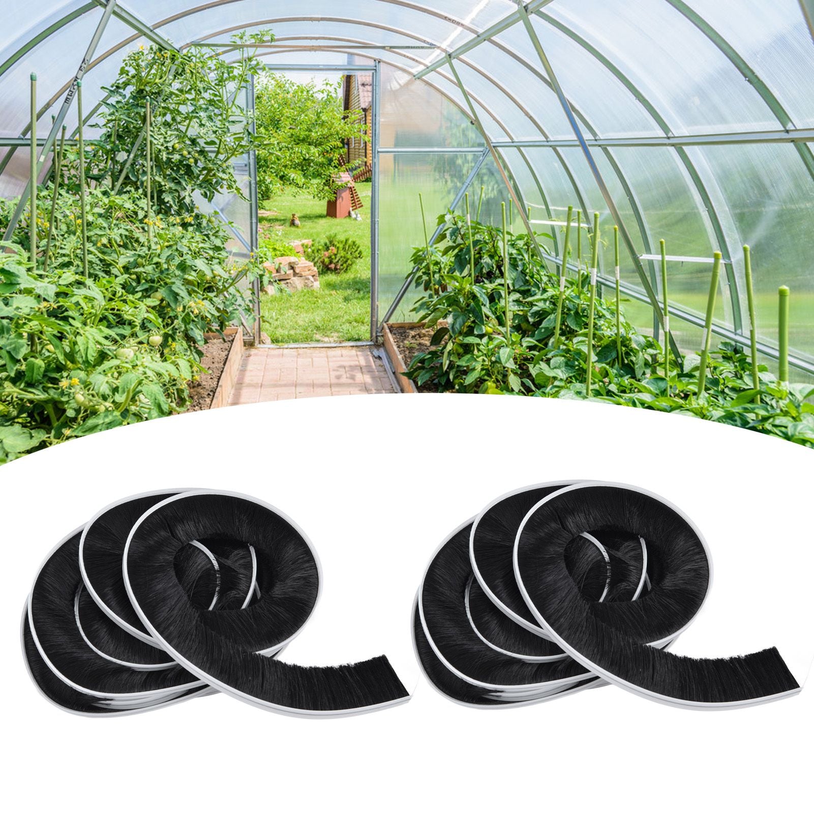 2PCS Brush Strip Ultraviolet Proof Water Proof Adjustable Length 4M Weather Stripping for Greenhouse Glass Door