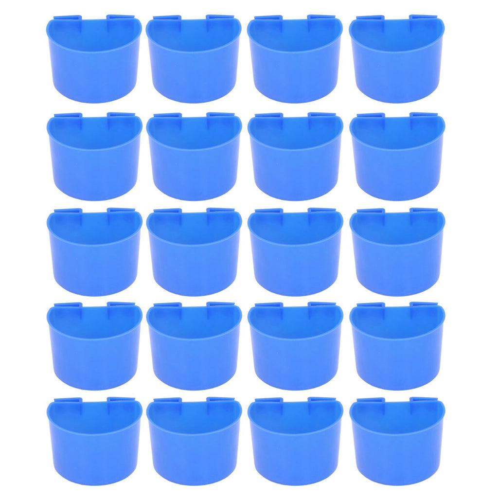 20Pcs Bird Food Bowl Plastic Parrot Water Feeding Cup Birdcage Feeder Trough Set Kit Blue 11x6cm / 4.33x2.36in