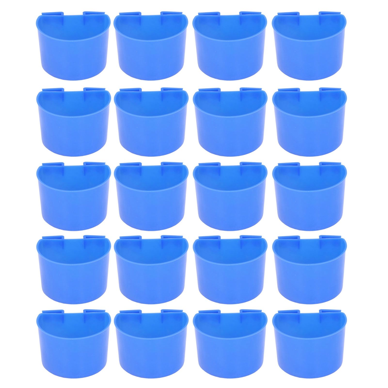20Pcs Bird Food Bowl Plastic Parrot Water Feeding Cup Birdcage Feeder Trough Set Kit Blue 11x6cm / 4.33x2.36in
