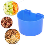 20Pcs Bird Food Bowl Plastic Parrot Water Feeding Cup Birdcage Feeder Trough Set Kit Blue 11x6cm / 4.33x2.36in