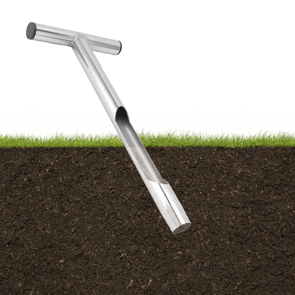 T Style Handle Soil Test Kits Stainless Steel Material Soil Sampler Kit with 2 Reusable Sampler Bags for Agriculture Forestry