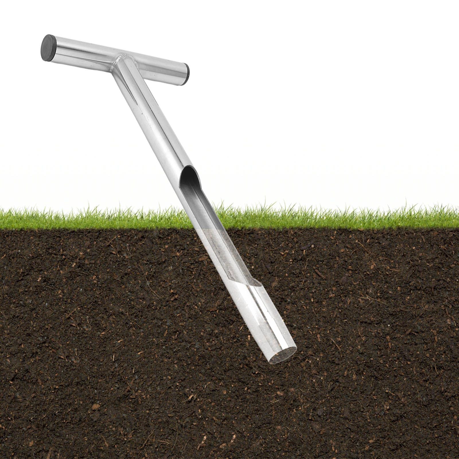 T Style Handle Soil Test Kits Stainless Steel Material Soil Sampler Kit with 2 Reusable Sampler Bags for Agriculture Forestry