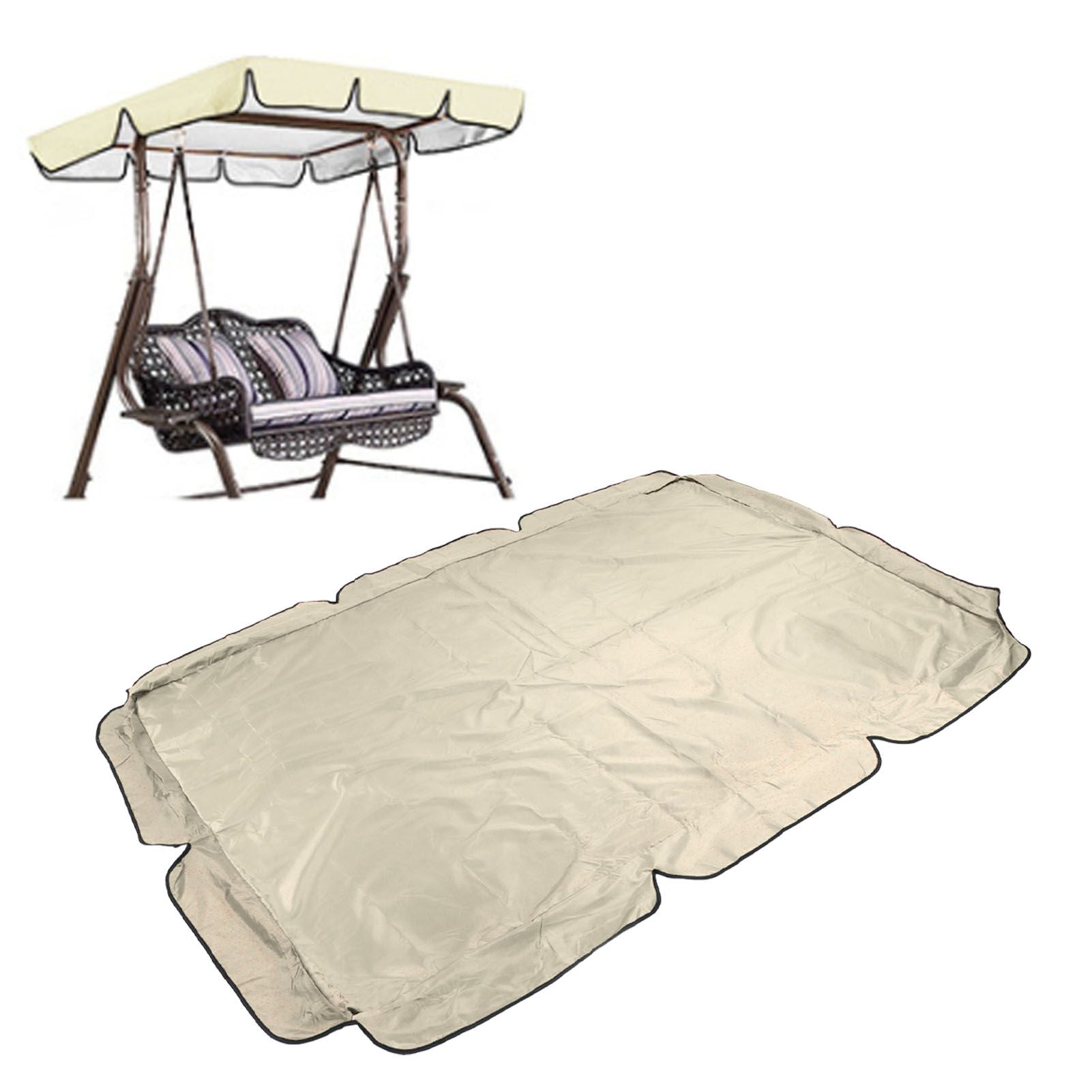 Outdoor Swing Canopy Waterproof Porch Top Cover Replacement UV Proof for Patio Yard Chair Beige