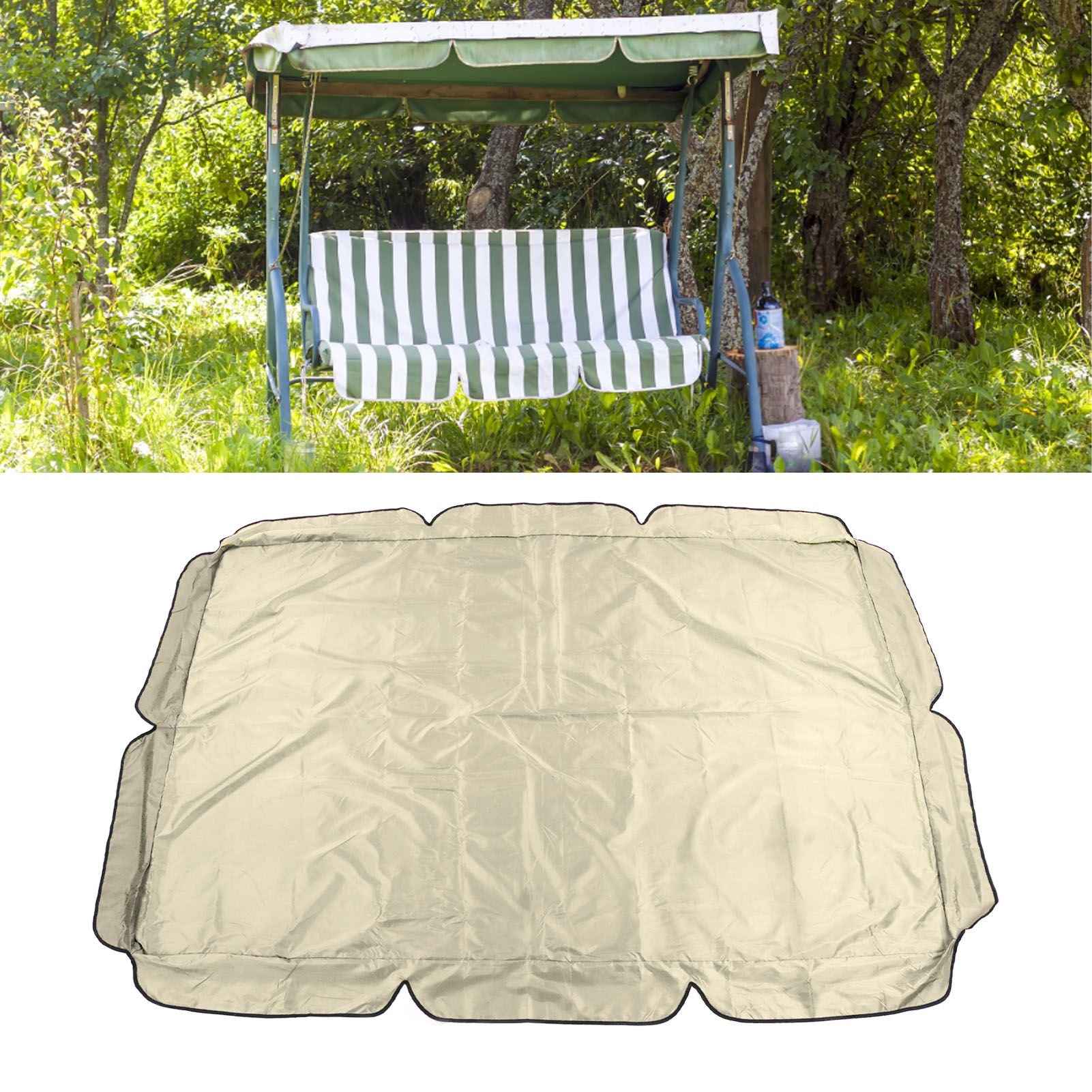 Outdoor Swing Canopy Waterproof Porch Top Cover Replacement UV Proof for Patio Yard Chair Beige