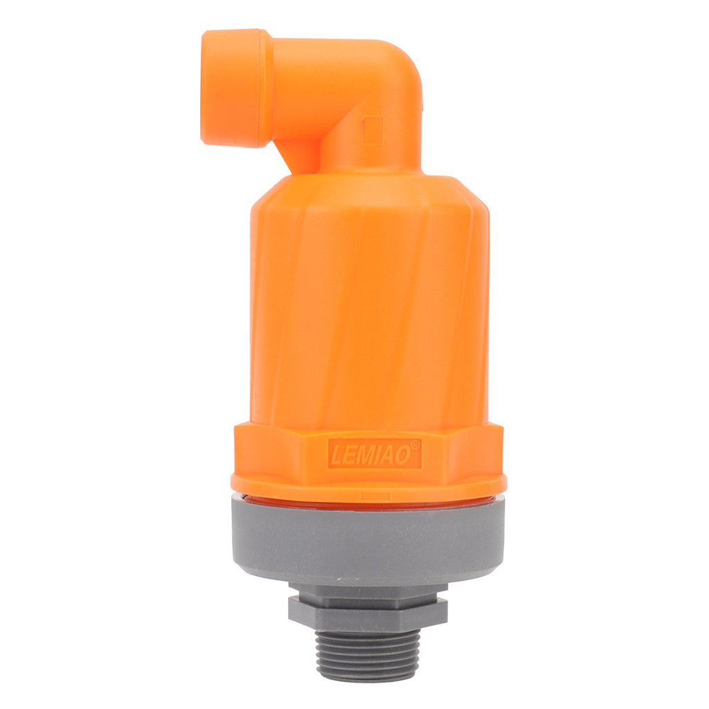 Orange Automatic Air Vent Valve High Hardness Great Flowing Rate PP Exhaust Vent Valve Top G1/2 Bottom G1 Fast Type 6632A PP