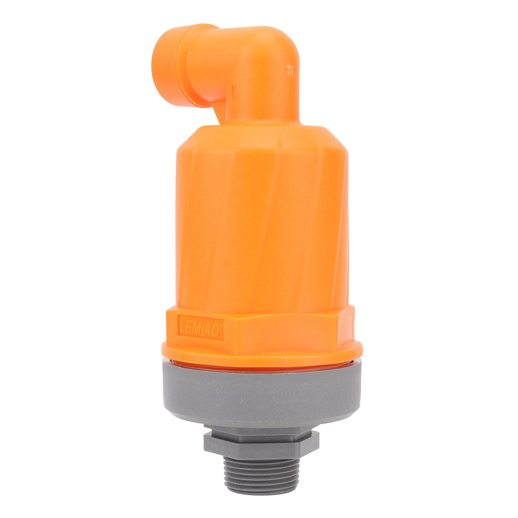 Orange Automatic Air Vent Valve High Hardness Great Flowing Rate PP Exhaust Vent Valve Top G1/2 Bottom G1 Fast Type 6632A PP
