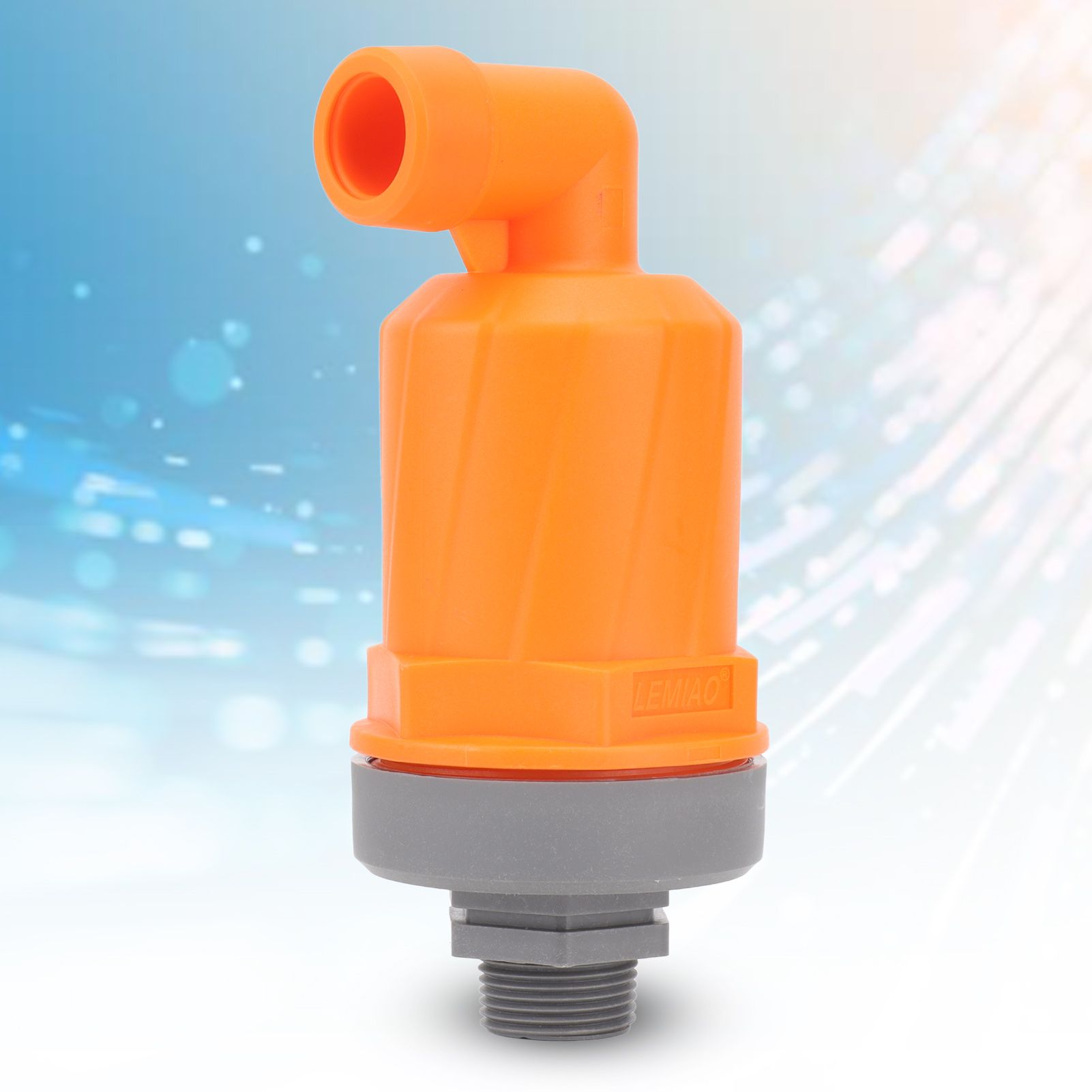 Orange Automatic Air Vent Valve High Hardness Great Flowing Rate PP Exhaust Vent Valve Top G1/2 Bottom G1 Compound Type 6632B PP