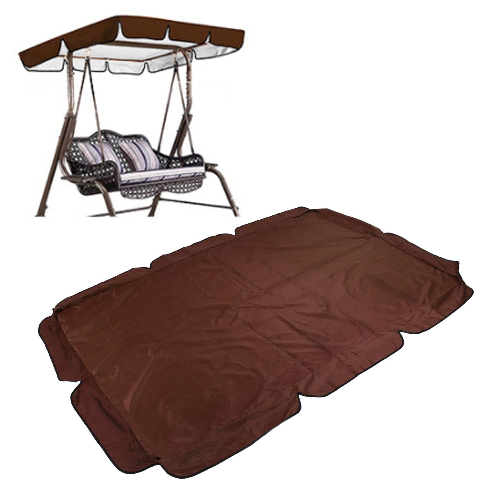 Swing Canopy Replacement Silver Coated Oxford Cloth Waterproof Swing Chair Canopy Cover for Outdoor Garden Balcony Brown