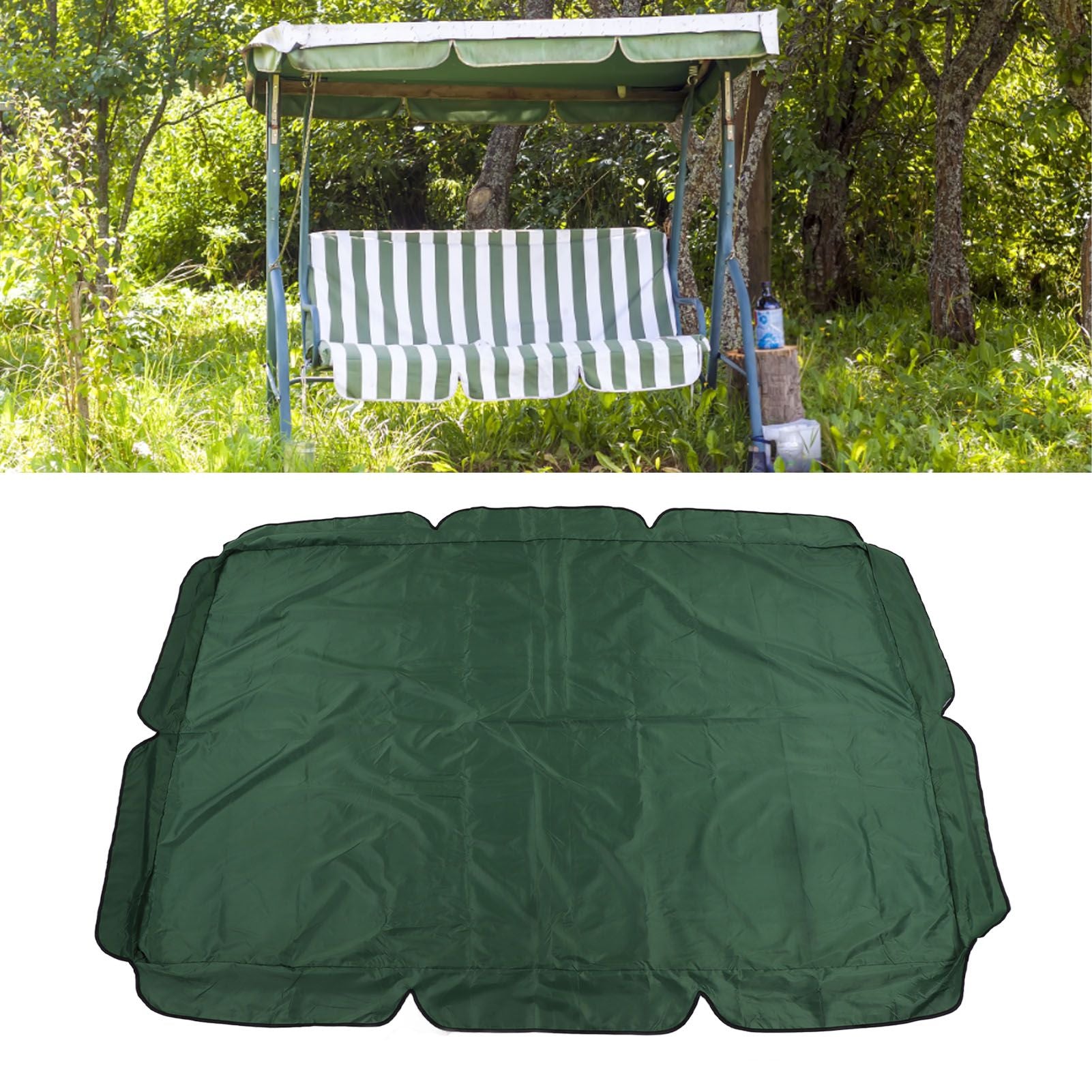Swing Canopy 600D Silver Coated Oxford Cloth Waterproof Swing Top Cover for Outdoor Dark Green