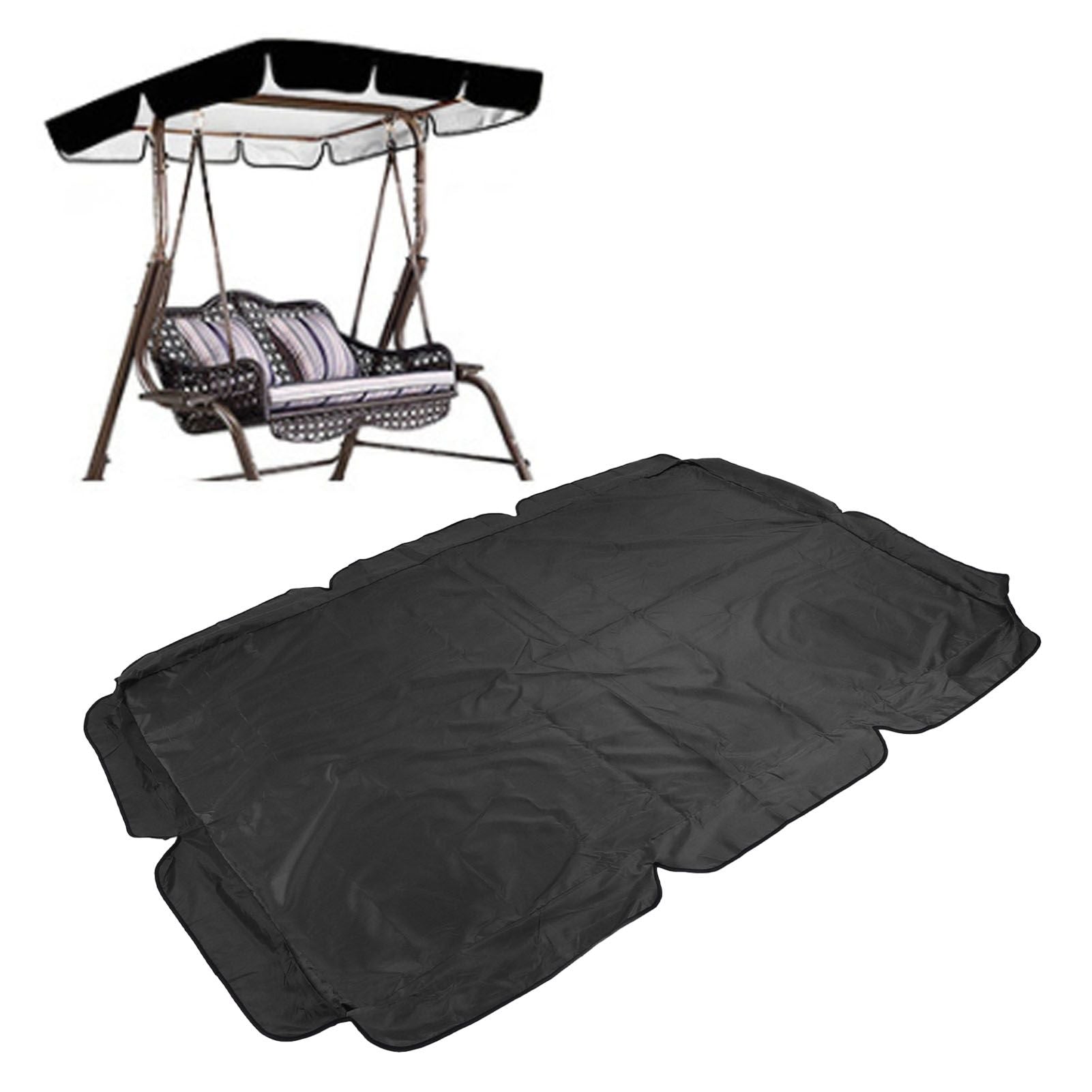 Swing Canopy 600D Silver Coated Oxford Cloth Waterproof Swing Top Cover for Outdoor Black
