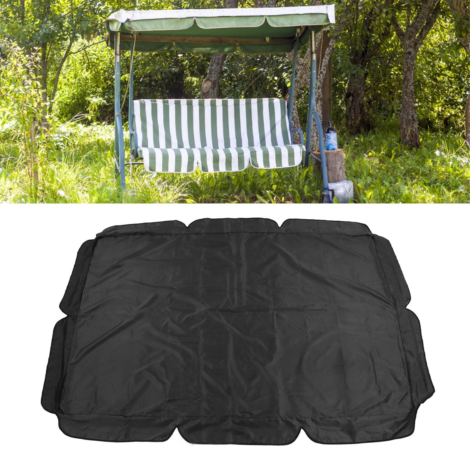 Swing Canopy 600D Silver Coated Oxford Cloth Waterproof Swing Top Cover for Outdoor Black
