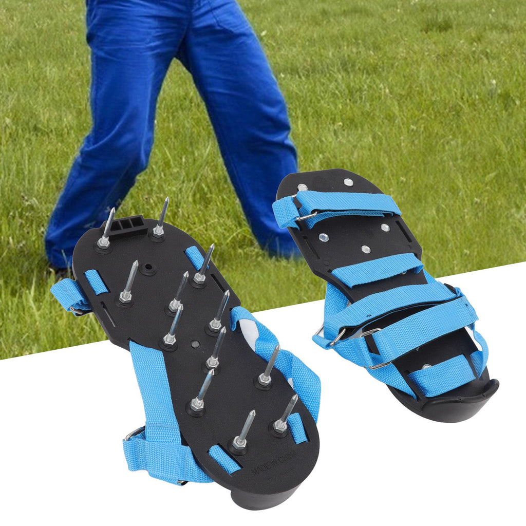 Lawn Aerator Shoes Garden Scarifier Shoes Soil Aeration Spike Shoes for Patio Yard Grassland Blue