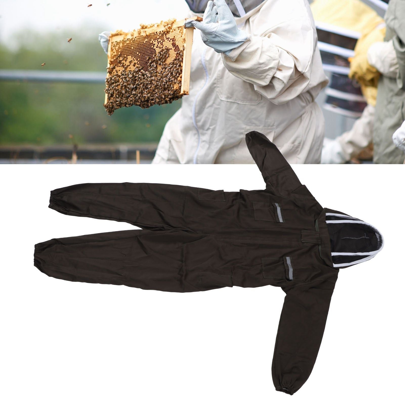 All in One Green Beekeeping Suit Ventilated Breathable Polyester Full Body Protective Beekeeper Clothes