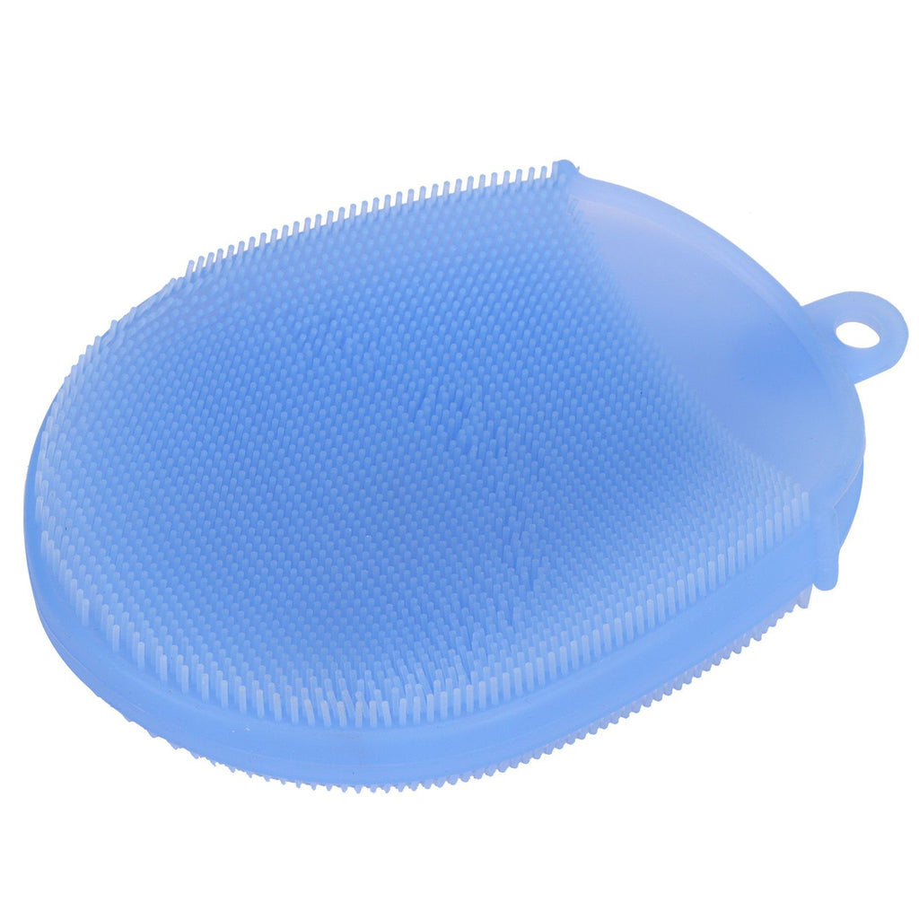 Silicone Dishwashing Brush Bath Body Face Cleansing Brush Kitchen Bathroom Cleaning ToolsBlue