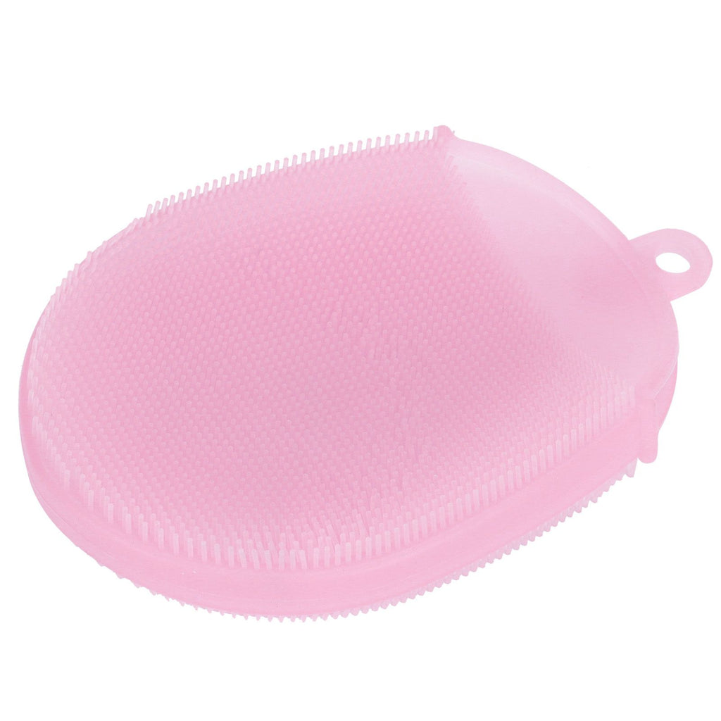 Silicone Dishwashing Brush Bath Body Face Cleansing Brush Kitchen Bathroom Cleaning ToolsPink