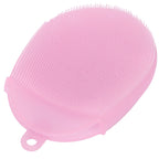 Silicone Dishwashing Brush Bath Body Face Cleansing Brush Kitchen Bathroom Cleaning ToolsPink