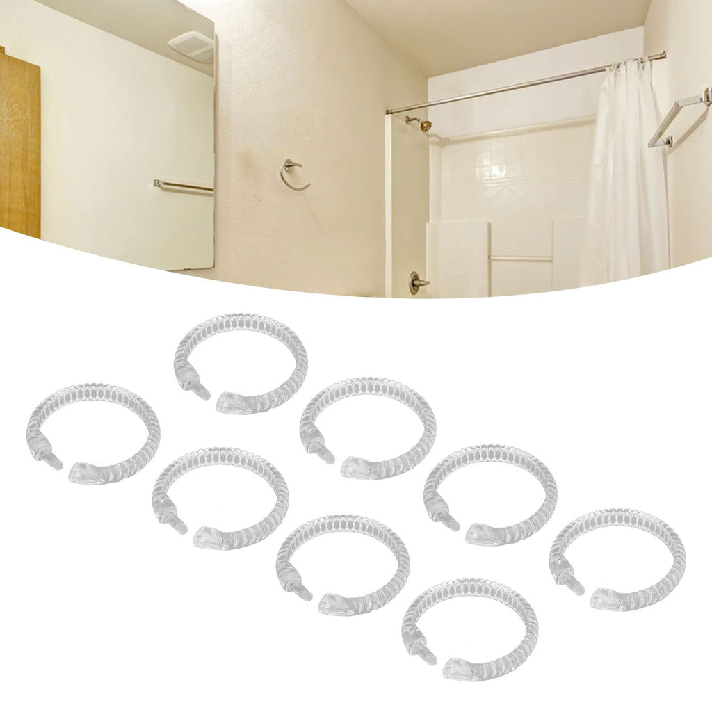 24Pcs Curtain Rings ABS Transparent O Shape Shower Curtain Hooks for Bathroom Shower Rod
