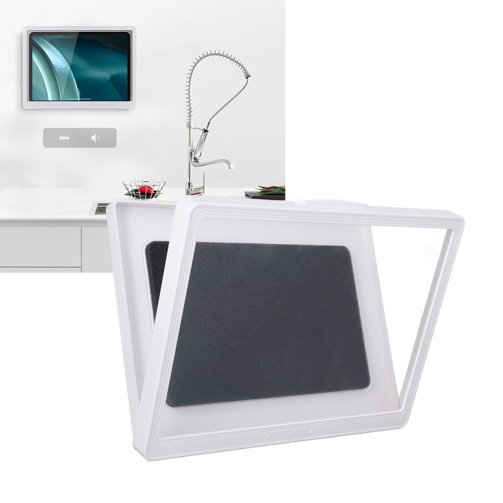 Bathroom Waterproof Anti Fog Touch Screen Mobile Phone Case Wall Mount Sealed Protective Cover Computer Tablet Storage Case Box 9802W White