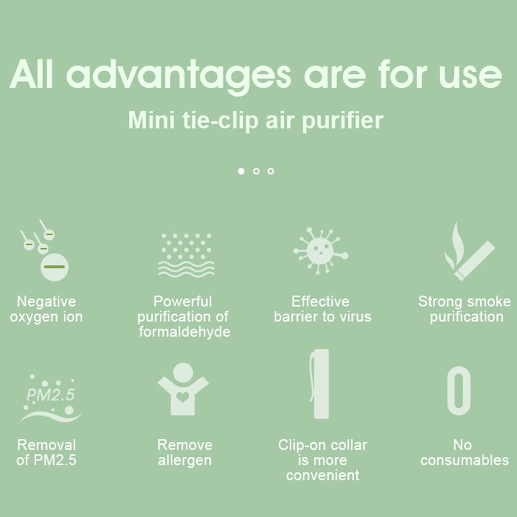 Air Purifier 8 Million Negative Ion Air Cleaner Tie Clip Portable Ion Generator USB ChargingGray