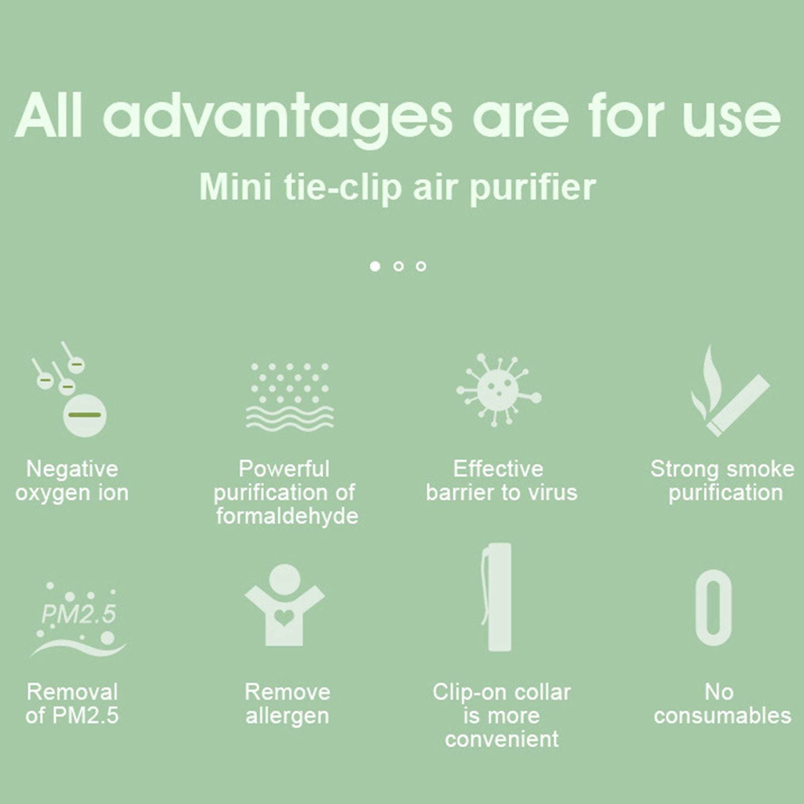 Air Purifier 8 Million Negative Ion Air Cleaner Tie Clip Portable Ion Generator USB ChargingGray