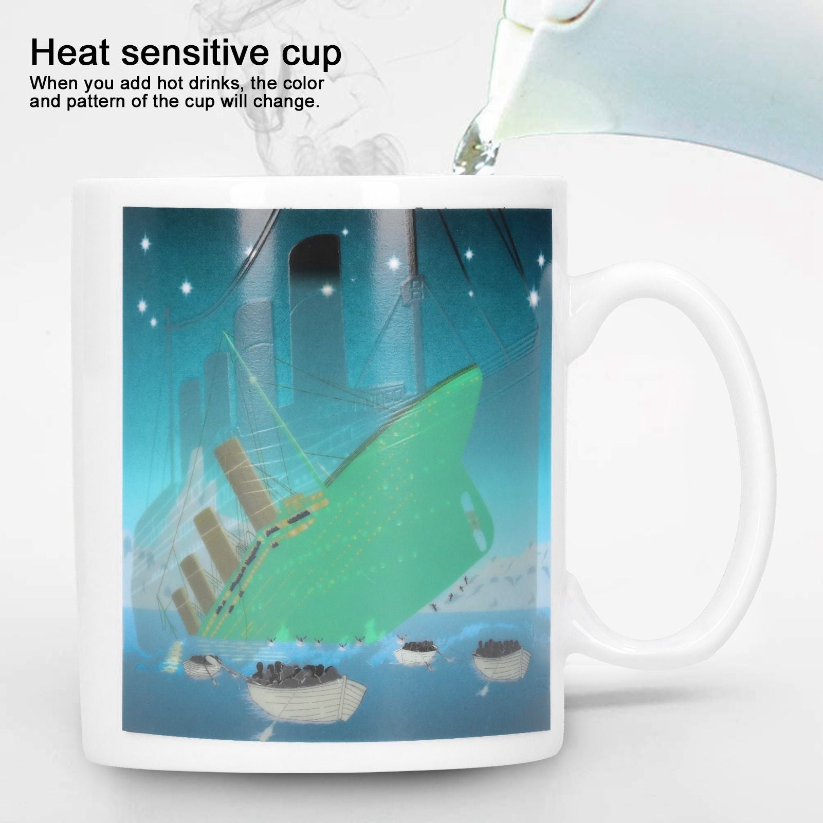 Ceramic Coffee Mug Heat‑Sensitive Color Changing Cup Hot Tea Milk Drinkware for Home Office