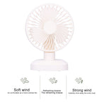 Table Fan Adjustable Portable Mini Fan 3‑Speeds Desktop Fan for Office Home USB Charging