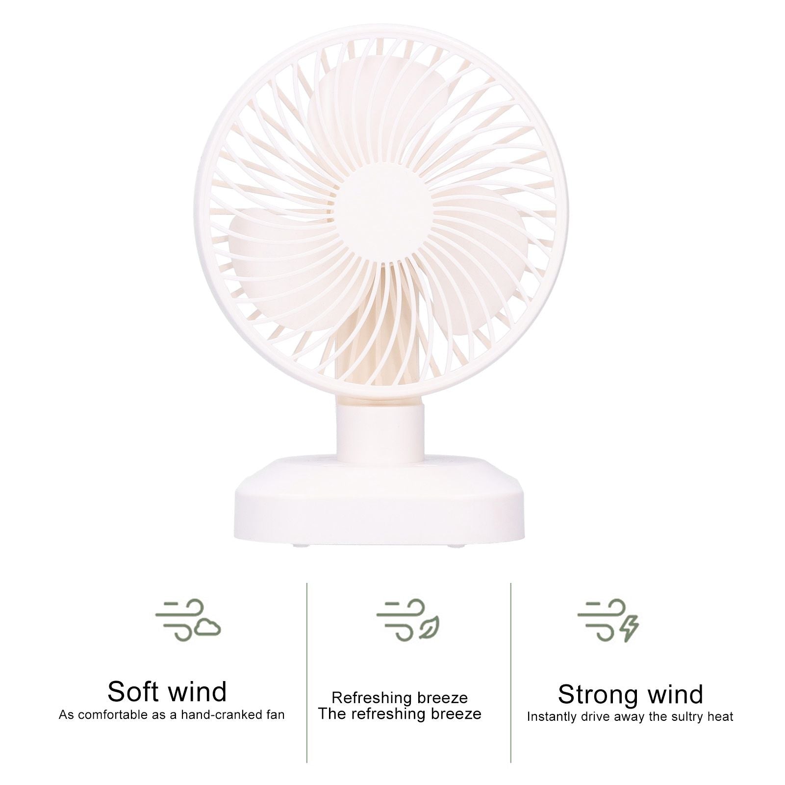 Table Fan Adjustable Portable Mini Fan 3‑Speeds Desktop Fan for Office Home USB Charging