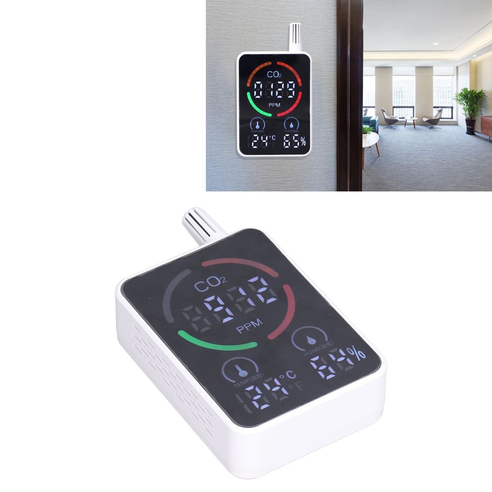 Air Quality Monitor Digital CO2 Meter Carbon Dioxide Detector Portable Temperature Humidity Tester