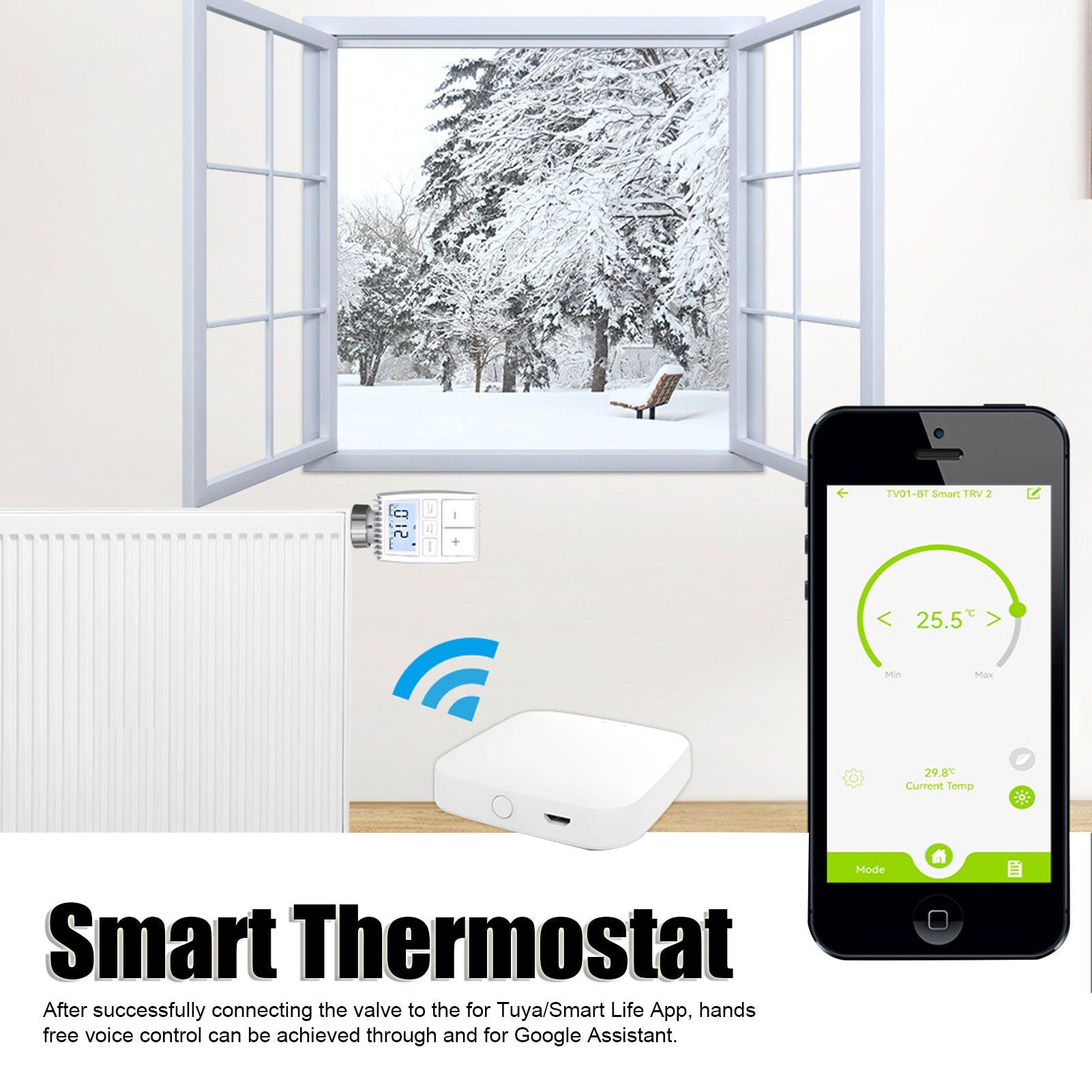 Intelligent Radiator Thermostat App Control Digital Temperature Controller for Bluetooth for Tuya Smart Home APP (Without Batteries)