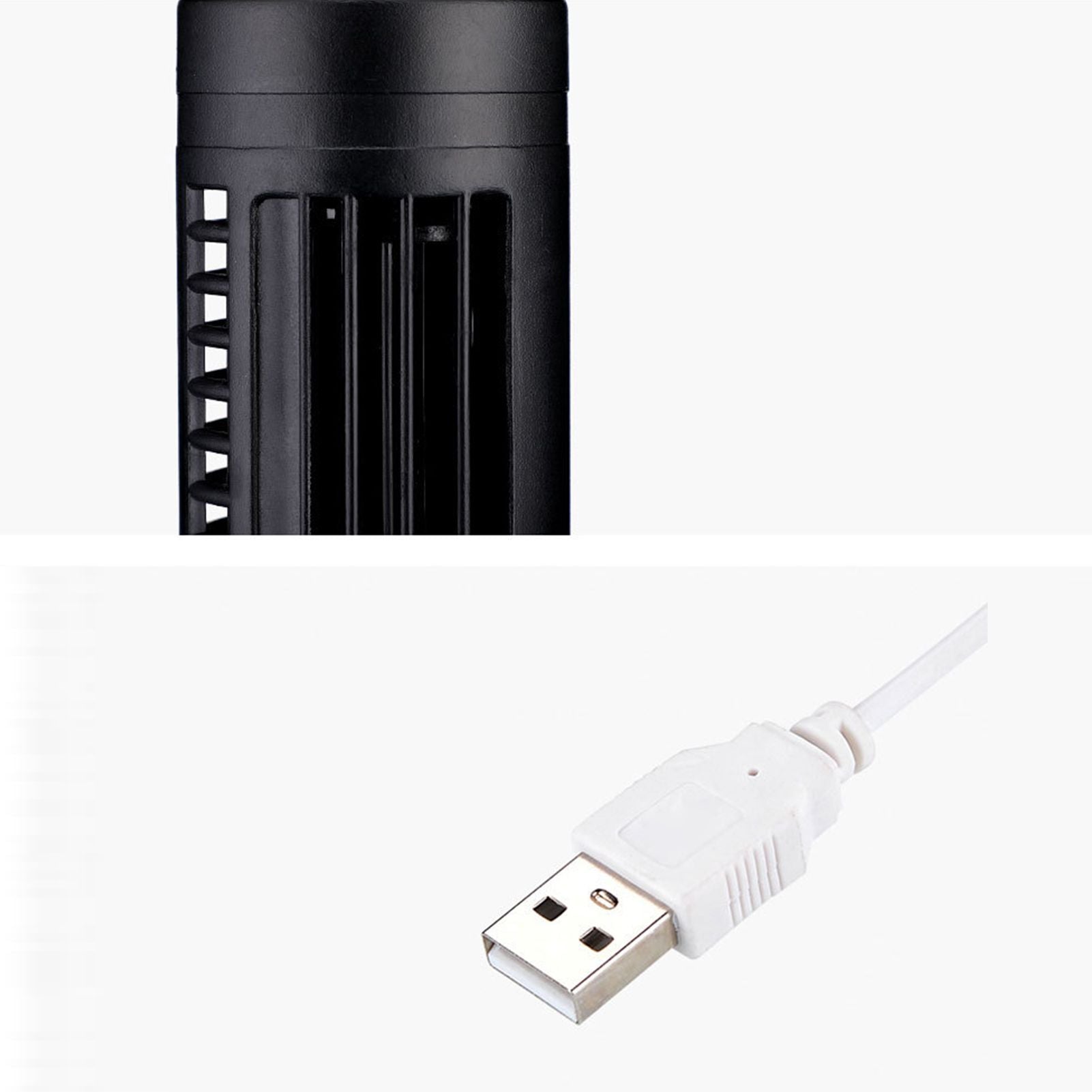 Mini USB Bladeless Tower Fan 2 Wind Speeds and Modes Standing Fan for Bedroom Living Room Home Office Black