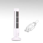 Mini USB Bladeless Tower Fan 2 Wind Speeds and Modes Standing Fan for Bedroom Living Room Home Office White